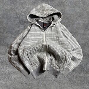Y2K 2000s Oversized Grey Tony Hawk Skater Quilted Jacket Hoodie